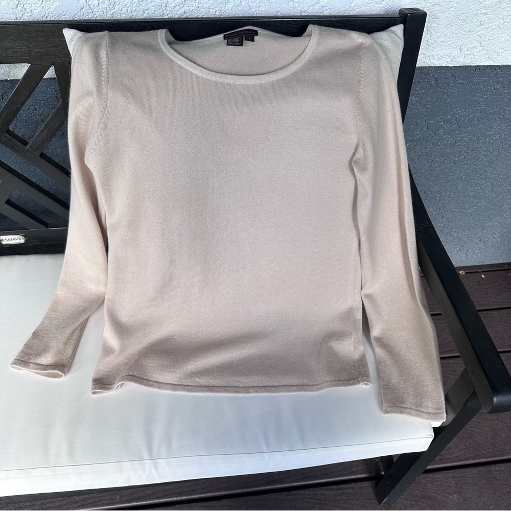 Royal Robbins Scoop Neck Long Sleeve Cotton Angora Blend Cream Sweater Size L